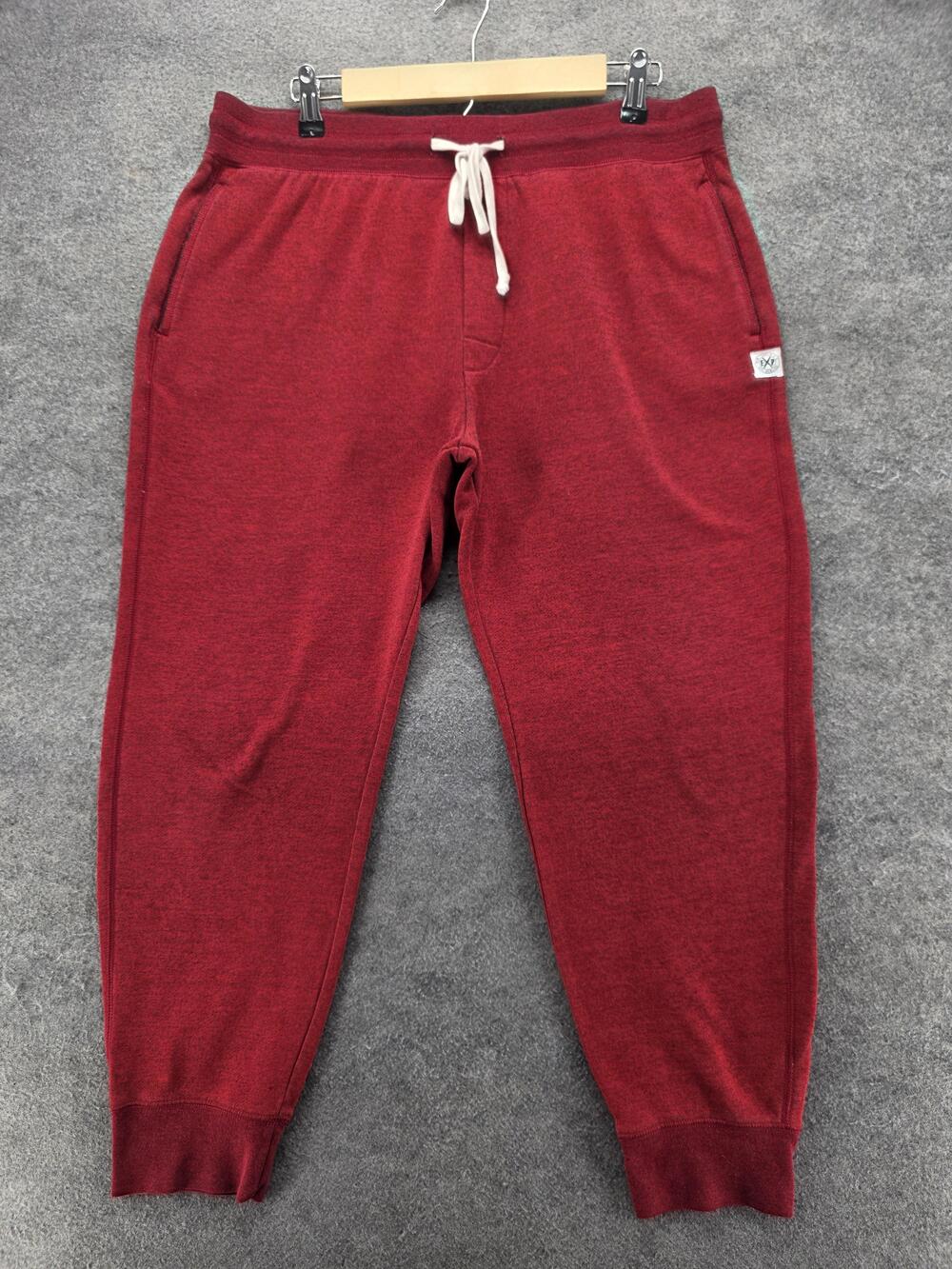 Express Pants Mens L Red Jogger French Terry Elastic Waist Pockets Cuffed